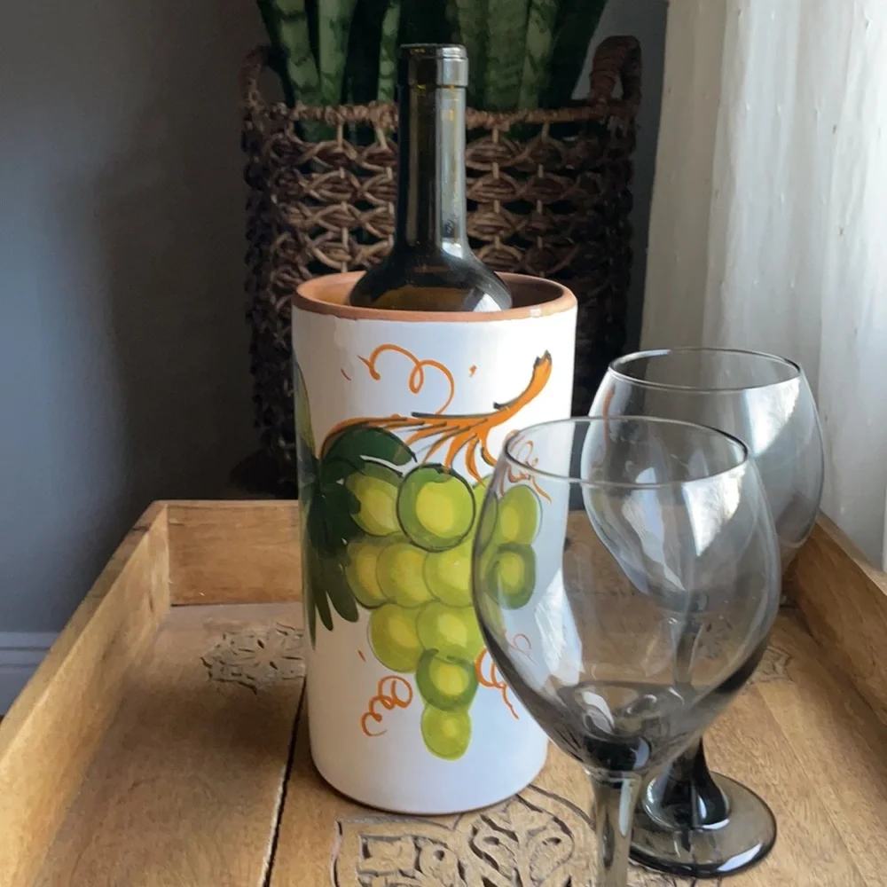 🎉HP🎉~PIER ONE Hand painted in Italy 🇮🇹 Terracotta Wine Chiller